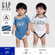 GAP嬰兒夏季款棉質(zhì)撞色短袖連體衣兒童裝哈衣爬服505556