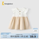 童泰（TONGTAI）嬰兒裙子夏季莫代爾棉女寶衣服兒童連衣裙翻領(lǐng)飛袖裙提花網(wǎng)眼 灰粉 73