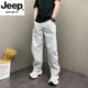 JEEP SPIRIT高端美式男褲2025年夏季薄款寬松哈倫褲青年男士休閑戶外直筒褲子 灰色 L 建議125-140斤