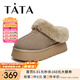 他她（TATA）牛奶面包雪地靴女靴子冬季加絨厚底棉鞋保暖新款WDX17DM3 棕色（半絨半毛） 38