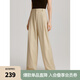 ELLE卡其色高腰顯瘦寬松休閑褲女2025春裝新款小個(gè)子窄版闊腿褲子 卡其色 L