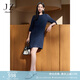 玖姿·安娜蔻【絕世名伶】?jī)?yōu)雅香風(fēng)幾何波點(diǎn)剪花連衣裙2025夏季新款 丈青 2XL