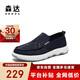 森達(dá)帆布鞋男夏季透氣不悶?zāi)_一腳蹬套腳懶人休閑鞋 藍(lán)色 42