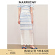 MAXRIENY修身魚尾半身裙包臀中長(zhǎng)裙 淺牛仔藍(lán) M 02/36