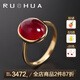 若華（RUOHUA）皓月 素面紅寶石戒指女18K黃金大顆粒生日禮物送女友禮物 紅寶石戒指【8~17號】