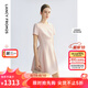朗姿2025年夏季新款黑色氣質(zhì)收腰短袖女裙子法式高級感高知連衣裙 淡粉色 S
