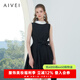 AIVEI【孟子義同款】欣賀艾薇夏季無袖黑色禮服連衣裙R0360142 黑色 M