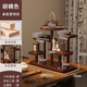 詠幻中式復古風(fēng)博古架多層桌面杯架茶室茶具紫砂壺擺放架子擺件展 全新升級實(shí)木多托杯架博古架胡桃色