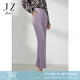 玖姿（JUZUI）開衩職業(yè)通勤西褲女裝春款顯瘦休閑褲子紫色 淺紫 M