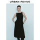 UR秋季新款女裝法式氣質(zhì)通勤一字領(lǐng)無(wú)袖連衣裙UWM750004 黑色 M