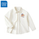 真維斯男童襯衣兒童外套薄款寶寶秋裝中小童純棉長(cháng)袖男孩衣服秋季童裝 米白 睡帽卡皮X 130