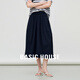 百家好（Basic House）Basic House/百家好高腰拼接闊腿褲女夏季新款設計感寬松休閑裙褲 藏青色 M