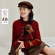 茵曼復古絞花高領(lǐng)純羊毛衫2025秋季女裝新款打底針織上衣 大紅色 S