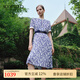 SCOFIELD時尚印花連衣裙金屬扣圓領(lǐng)收腰百褶裙2024夏季新款 藏青色 L 170