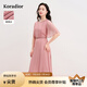 珂萊蒂爾【100桑蠶絲】2025年夏季新款簡(jiǎn)約透氣舒適真絲連衣裙女 灰紫紅色 M