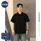 NASAWASSUP官方聯(lián)名黑色短袖男polo衫痞帥夏季潮男正肩襯衫領t恤美式重磅寬 黑色CD06-MBFS XL 【建議130斤-150斤】