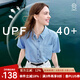 百圖betu女裝2025夏季新款襯衫萊賽爾棉防曬上衣短袖牛仔外套2505T41 牛仔色 S