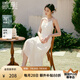 香影法式白色吊帶連衣裙女2025夏裝新款v領(lǐng)天絲小白裙海邊沙灘裙 米白 M 160/84A/95-110斤