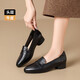 ZHR頭層牛皮單鞋女經(jīng)典中口樂(lè )福鞋職場(chǎng)商務(wù)皮鞋工作女鞋子KM18黑色39