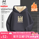 巴布豆兒童衛(wèi)衣冬款加絨保暖冬裝男童連帽防風(fēng)上衣時(shí)尚外穿中大童衣服 石墨灰 思考巴布中上 150cm