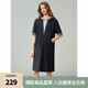 ELLE摩登假兩件連帽連衣裙女2025夏季新款寬松休閑時髦小眾長裙 藏青 L