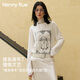 Henny Rue 長(zhǎng)袖t恤上衣女豬系青年雪花棉蕾絲寬松慵懶罩衫秋季新款打底衫 云朵白 M （建議80-105斤）