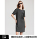 ELLE法式灰色流蘇寬松連衣裙女2025夏新款休閑設(shè)計(jì)感時(shí)髦T恤裙子 深灰 S