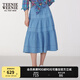 Teenie Weenie小熊女裝牛仔半身裙2025夏季新款復(fù)古時髦丹寧蛋糕裙 淺藍(lán)色 S