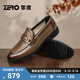 零度Zero男鞋2025春夏新款透氣半里一腳蹬商務(wù)休閑皮鞋男輕便舒適婚鞋 暗棕 40 (250mm)