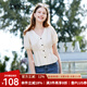 百圖betu女裝夏季新款襯衫法式V領(lǐng)顯瘦肌理面料短袖襯衫女2303T50 杏色 L