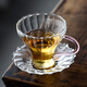爾山集玻璃小茶杯帶把女士品茗杯功夫茶普洱茶綠茶茶具咖啡杯斗笠水杯 花瓣小茶杯【粉把帶杯托】100ml