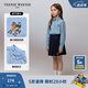 Teenie Weenie Kids小熊童裝24秋男女童寶經(jīng)典學(xué)院風(fēng)水洗牛仔襯衫 淺牛仔色 110