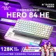 狼蛛（AULA）HERO 84HE磁軸機械鍵盤有線客制化RT電競游戲75配列RGB霓虹燈箱五層填充網頁驅動無畏契約8K回報率 白色等高線【黑皇磁軸】-FR4沉金定位板