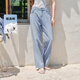 水云間淺色窄版直筒牛仔褲女簡(jiǎn)約百搭顯瘦高腰薄款長(cháng)褲子2025夏季新款 牛仔藍 M