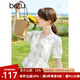 百圖（betu）betu百圖女裝襯衫V領(lǐng)浪漫繡花襯衣女夏季荷葉邊短袖襯衫女2205T25 米白 M