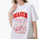 MARDI歐美休閑貓咪印花T恤內搭小眾潮牌25夏季新款設計感棉質(zhì)短袖 白色紅花 W100 均碼