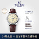 冠藍(lán)獅（Grand Seiko）  冠藍(lán)獅gs機械復(fù)古奶油面系列鱷魚皮表帶正裝大三針男表 現(xiàn)貨SBGR261G