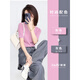 妍莉芬（yanlifen）夏裝搭配一整套微胖顯瘦茶系穿搭衣服奶系鹽系輕熟休閑兩件套裝女 上衣+褲子 L 【100-120斤】