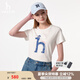 哈吉斯（HAZZYS）女裝 夏款女士大狗圖案圓領(lǐng)T恤衫女ASTSE0BBE52 米黃色OW M (160/84A 38)