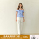 獨(dú)束大碼女裝設(shè)計(jì)感不規(guī)則格紋小衫夏季新款胖mm顯瘦格子襯衫上衣 清透藍(lán) 2XL （尺碼：4）