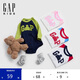 GAP嬰兒2025春季新款棉質(zhì)小熊印花logo撞色連體衣兒童裝687241