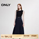 ONLY【七夕禮物】時尚針織牛仔拼接修身長裙連衣裙女|125242014 J37 1000洗水藍牛仔 XL