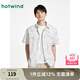 熱風(fēng)（Hotwind）男士短袖襯衣2025年夏季新款時(shí)尚潮流水墨印花短袖內(nèi)搭上衣 60淺灰 M