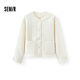 森馬（Semir）棉服女肌理菱格內搭寬松慵懶風(fēng)2025冬季新款抽繩輕薄棉衣百搭 奶白10536 M