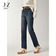 玖姿（JUZUI）休閑簡(jiǎn)約通勤風(fēng)加絨直筒牛仔褲女2025冬季新款JTFD12101 深藍 S