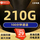 聯(lián)通流量卡大王卡低月租聯(lián)通流量卡5G全國通用無合約手機(jī)卡電話卡不限速純上網(wǎng)卡 江蘇專屬-29元210G流量+100分鐘+省外勿拍
