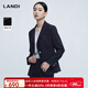 藍(lán)地（LANDI）藏藍(lán)色經(jīng)典醋酸收腰西服外套女套裝春季新款西裝 藏藍(lán)色 S