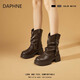 DAPHNE達芙妮厚底短靴女2025新款堆堆靴增高顯瘦復古英倫風(fēng)馬丁靴騎士靴