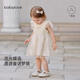babylove女寶寶連衣裙夏季裙子蝴蝶刺繡紗裙外出甜美蓬蓬裙飛袖公主裙