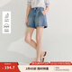 茵曼（INMAN）涼感萊賽爾休閑牛仔褲2025夏季女裝新款松緊后腰顯瘦寬松短褲 牛仔藍(lán) 28